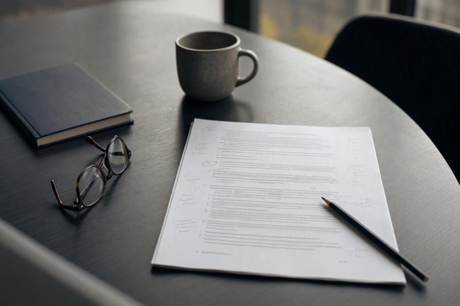An annotated printed copy of the AI Act on a desk